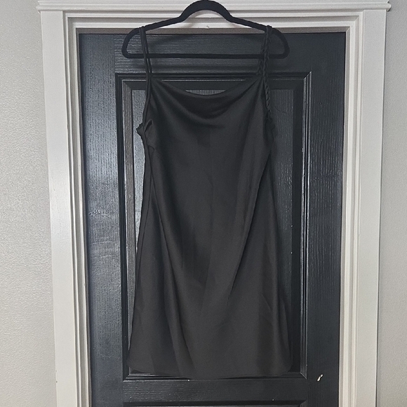 House of Harlow 1960 Black Satin Braided Strap Mini Dress Size XL